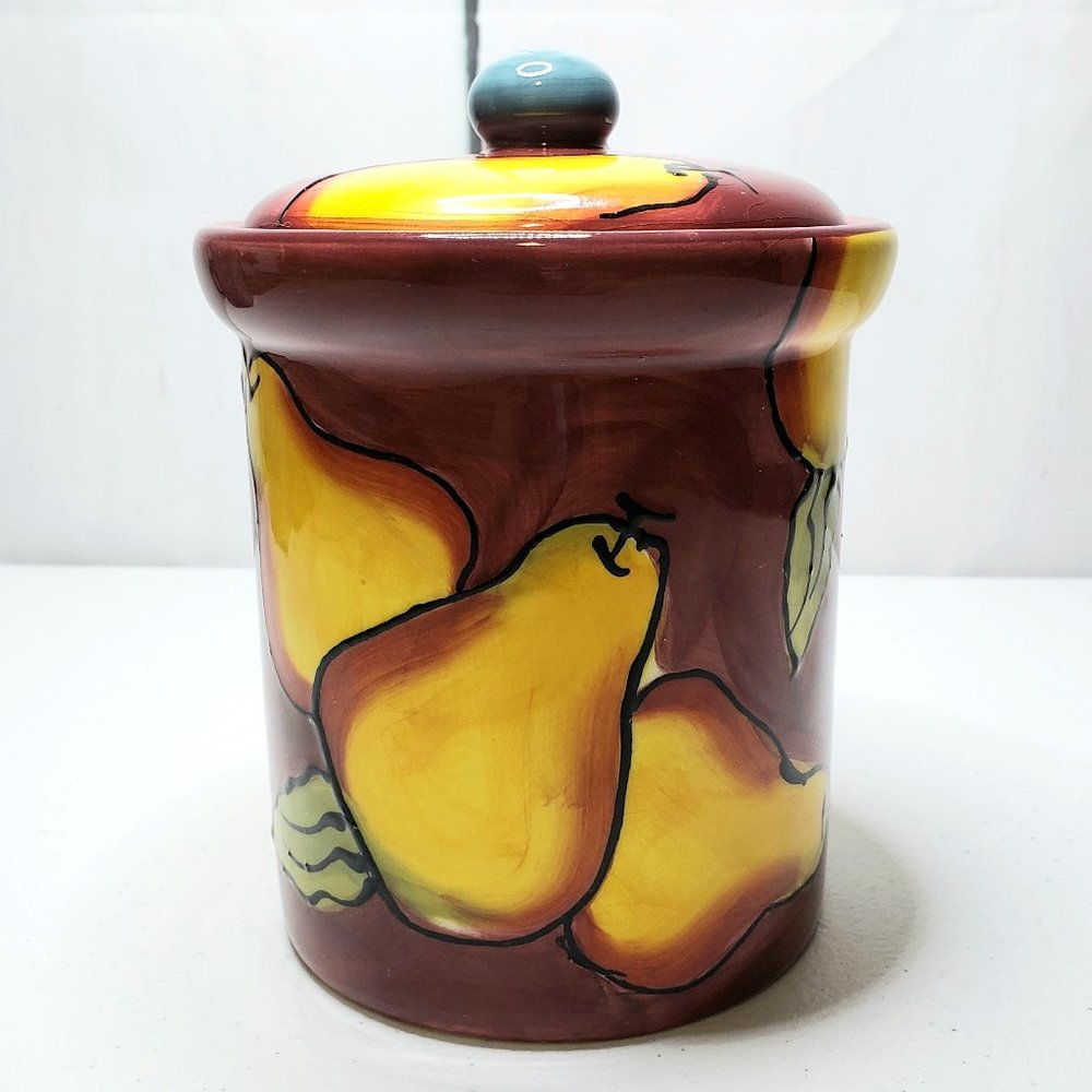 *SOLD* Lillian Vernon Pear Theme Small Ceramic Cookie Jar - Picture 9 of 9